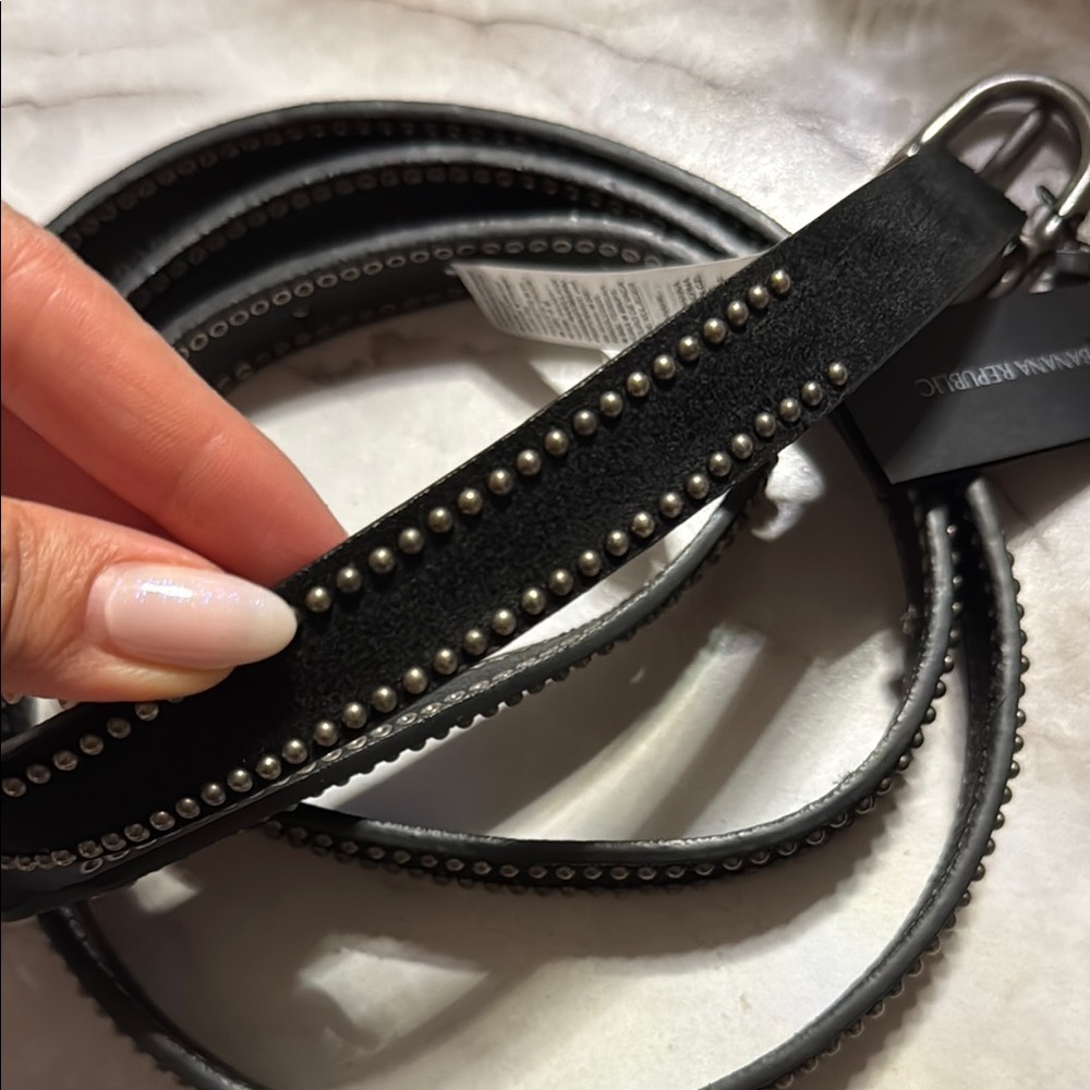 Banana Republic Black Suede/Leather Belt with Silver Buckle - Picture 2 of 7